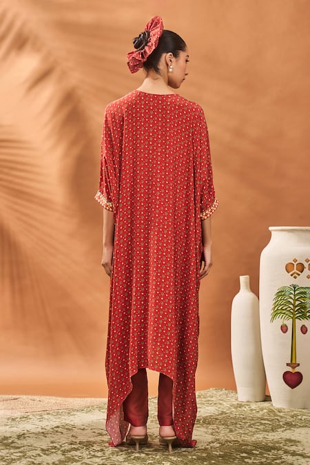 Masaba Red Tree of Hearts Kaftan & Pant Set 