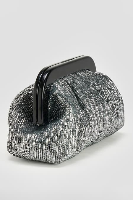 Perona Metallic Silver Clutch Bag 