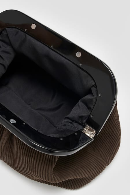 Shop Perona Brown Suede Leather Designer Clutch Online at Aza Fashions Shop_Perona_Brown Suede Leather Designer Clutch _Online_at_Aza_Fashions