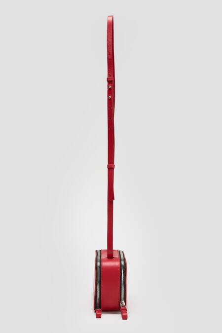 Perona Red Aneira Bovine Leather Handbag Online at Aza Fashions Perona_Red Aneira Bovine Leather Handbag _Online_at_Aza_Fashions