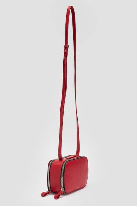 Shop Perona Red Aneira Bovine Leather Handbag at Aza Fashions Shop_Perona_Red Aneira Bovine Leather Handbag _at_Aza_Fashions