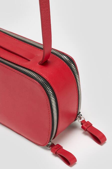 Perona Red Aneira Bovine Leather Handbag at Aza Fashions Perona_Red Aneira Bovine Leather Handbag _at_Aza_Fashions