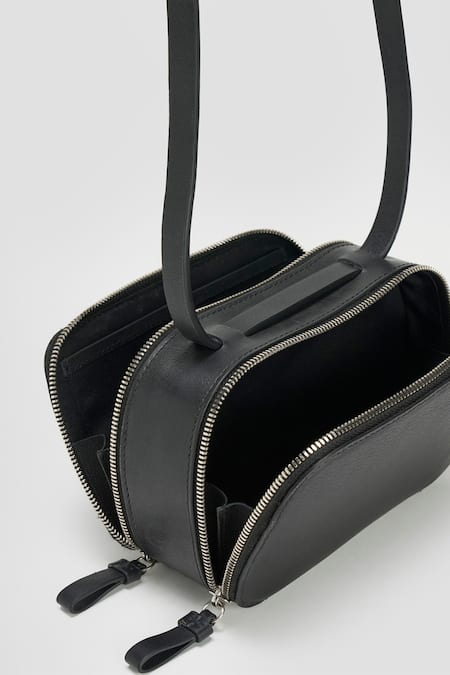 Perona Black Aneira Bovine Leather Handbag at Aza Fashions Perona_Black Aneira Bovine Leather Handbag _at_Aza_Fashions