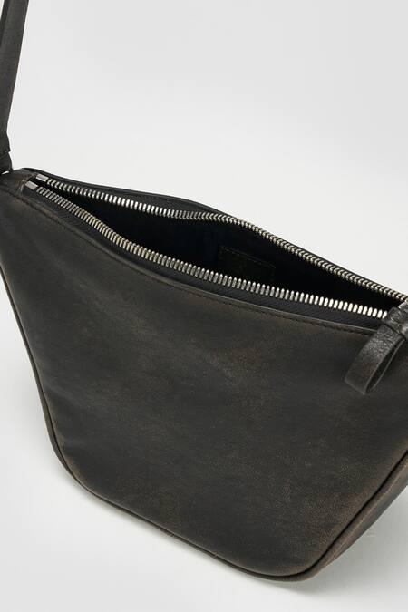 Perona Black Distress Leather Handbag at Aza Fashions Perona_Black Distress Leather Handbag _at_Aza_Fashions
