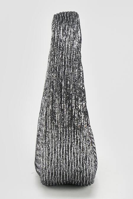 Perona Silver Agatha Suede Handbag Online at Aza Fashions Perona_Silver Agatha Suede Handbag _Online_at_Aza_Fashions