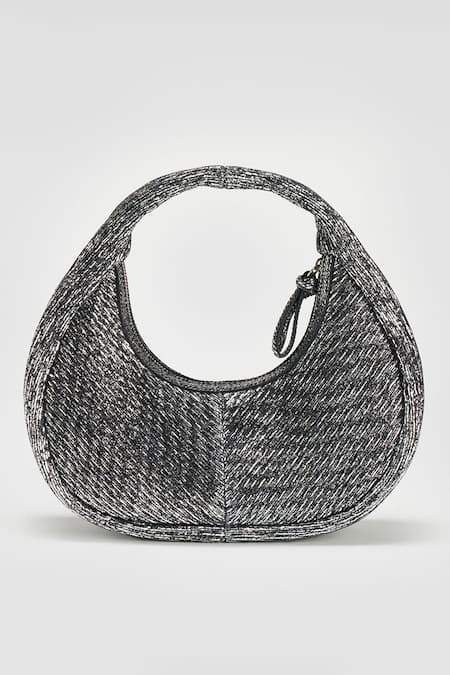 Shop Perona Silver Agatha Suede Handbag at Aza Fashions Shop_Perona_Silver Agatha Suede Handbag _at_Aza_Fashions