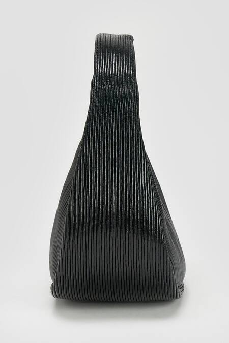 Buy Perona Black Designer Handbag With Ribbed Texture Online at Aza Fashions Buy_Perona_Black Designer Handbag With Ribbed Texture _Online_at_Aza_Fashions