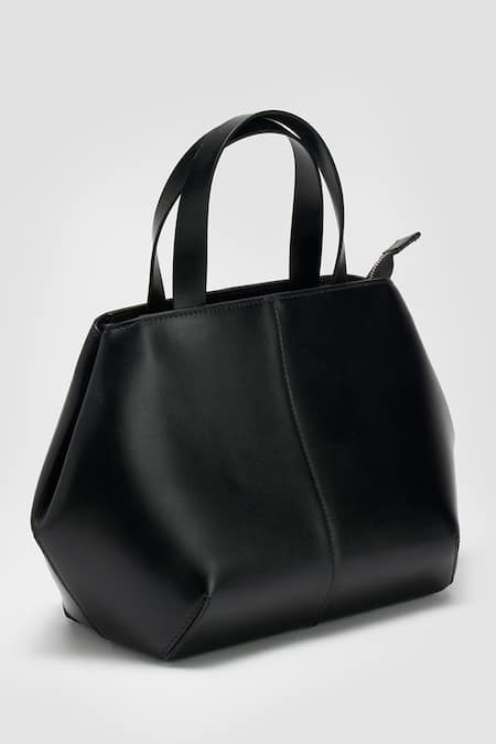 Shop Perona Black Designer Bovine Leather Handbag at Aza Fashions Shop_Perona_Black Designer Bovine Leather Handbag _at_Aza_Fashions