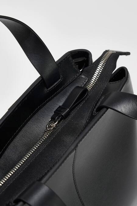 Shop Perona Black Designer Bovine Leather Handbag Online at Aza Fashions Shop_Perona_Black Designer Bovine Leather Handbag _Online_at_Aza_Fashions