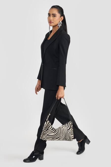 Perona Black Polyamide, Wool Tailored Blazer at Aza Fashions Perona_Black Polyamide, Wool Tailored Blazer _at_Aza_Fashions