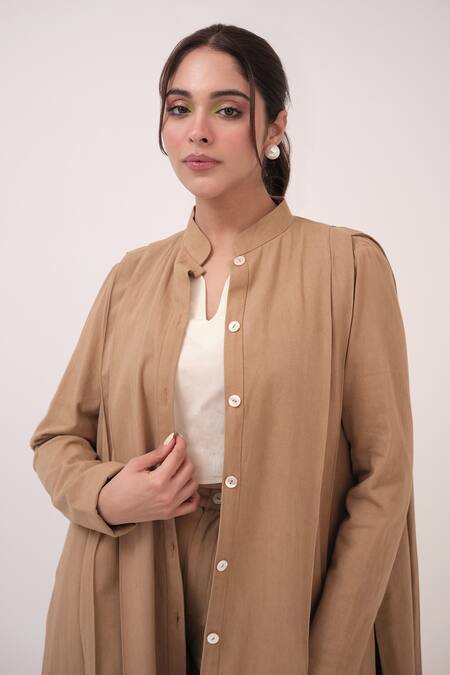Shop Ruchi Marodia Brown Denim Round Neck Ash Designer Jacket Online at Aza Fashions Shop_Ruchi Marodia_Brown Denim Round Neck Ash Designer Jacket _Online_at_Aza_Fashions
