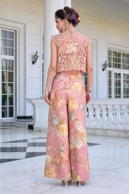 Kalista Alysa Floral Brocade Jumpsuit & Cape Set 