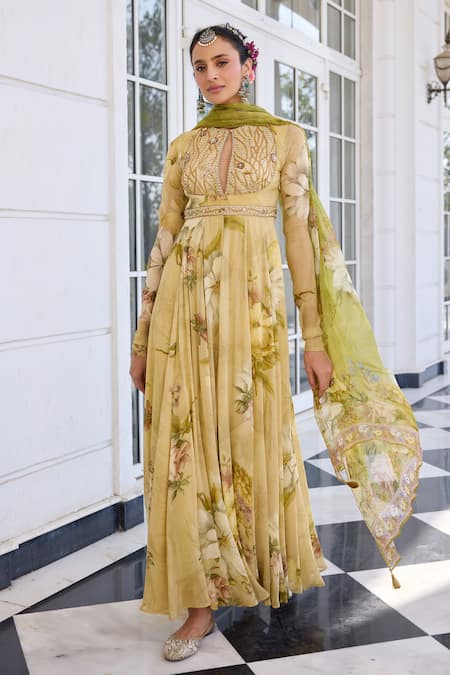 Kalista Tarini Floral Print Anarkali Kurta Set 