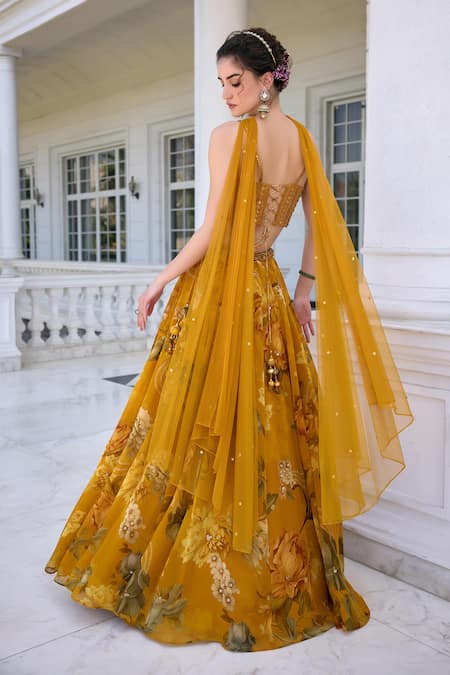 Kalista Cyntia Golden Yellow Lehenga Set