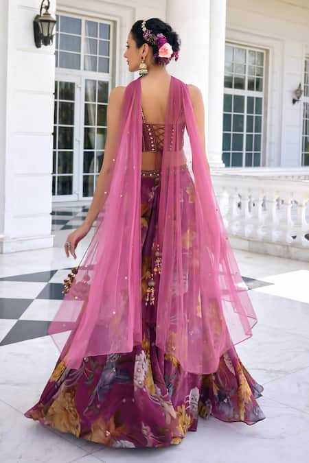 Kalista Cynthia Tyrian Purple Lehenga Set 