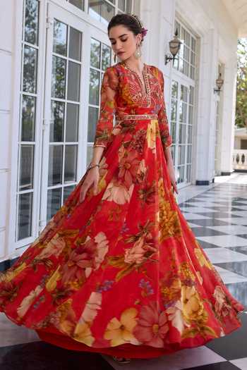 Kalista Mehr Floral Anarkali Kurta Set 