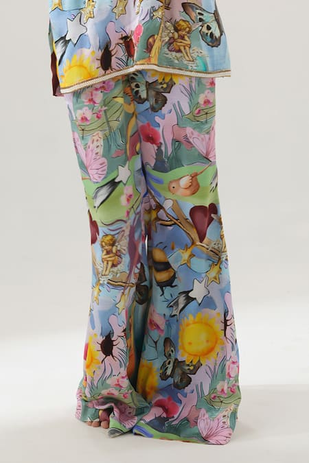 Shop House Of Akshata Multi Color Embroidery V-neck Artisan Flair Printed Kurta And Sharara Set Online at Aza Fashions Shop_House Of Akshata_Multi Color Embroidery V-neck Artisan Flair Printed Kurta And Sharara Set _Online_at_Aza_Fashions