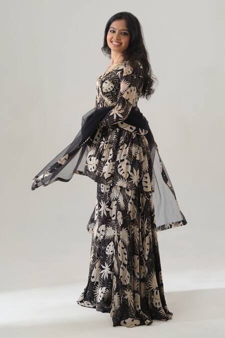 Buy House Of Akshata Black Organza, Satin, Net Embroidery Tropical Glimmer Peplum Kurta Set Online at Aza Fashions Buy_House Of Akshata_Black Organza, Satin, Net Embroidery Tropical Glimmer Peplum Kurta Set _Online_at_Aza_Fashions