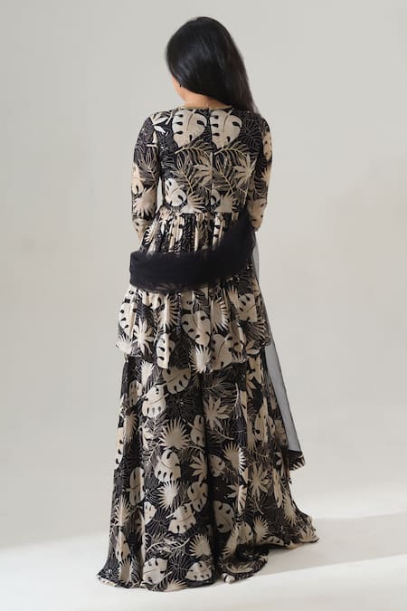 Shop House Of Akshata Black Organza, Satin, Net Embroidery Tropical Glimmer Peplum Kurta Set at Aza Fashions Shop_House Of Akshata_Black Organza, Satin, Net Embroidery Tropical Glimmer Peplum Kurta Set _at_Aza_Fashions