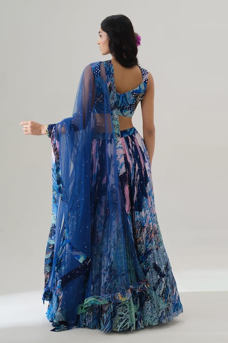 House Of Akshata Midnight Tropics Printed Lehenga Set 