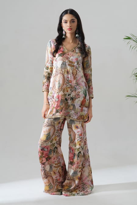 House of Akshata Multi Color Printed Kurta & Sharara Set 