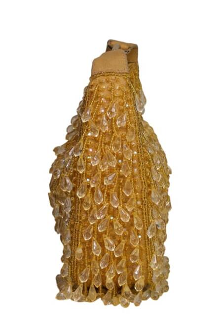 Ginn And Tonik_Gold Beads Enriched Handbag _Online_at_Aza_Fashions