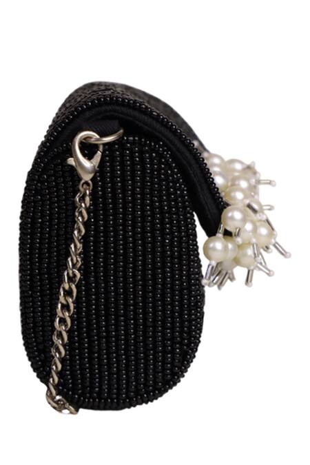 Buy_Ginn And Tonik_Black Beads Midnight Glitter Mini Sling Bag _Online_at_Aza_Fashions