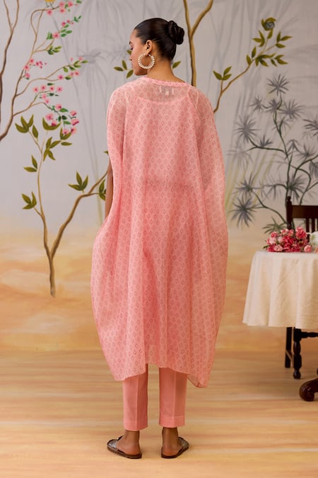 Shikha Mehta Embroidered Pink Kaftan Set 