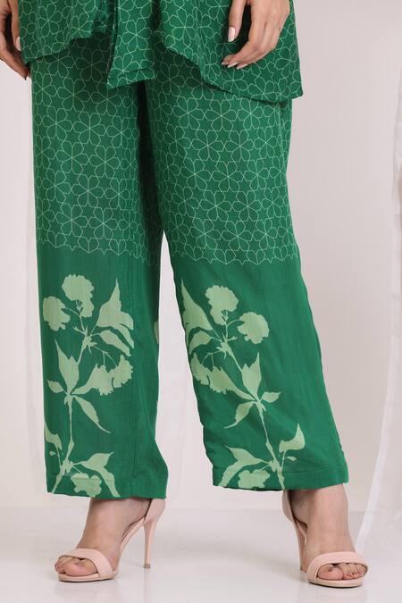 Buy_Radhika Jindal_Green Cotton, Silk Printed Kurta Set_Online_at_Aza_Fashions