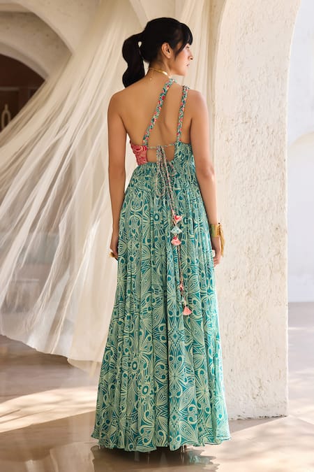 Diyarajvvir Asymmetric Printed Maxi Dress 