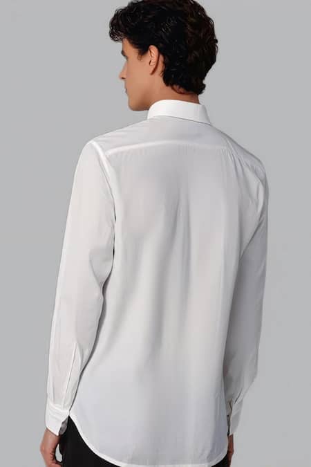 Hespoke White Printed Casual Shirt 