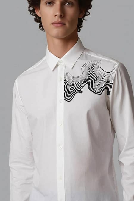 Buy Hespoke White Cotton Abstract Printed Casual Shirt Online at Aza Fashions Buy_Hespoke_White Cotton Abstract Printed Casual Shirt _Online_at_Aza_Fashions