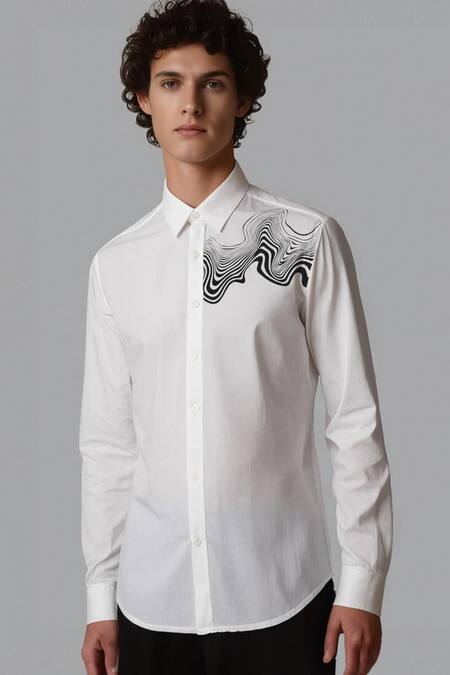 Shop Hespoke White Cotton Abstract Printed Casual Shirt Online at Aza Fashions Shop_Hespoke_White Cotton Abstract Printed Casual Shirt _Online_at_Aza_Fashions