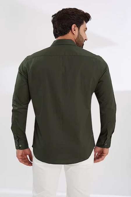 Hespoke Geometric Embroidered Casual Shirt 