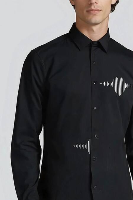 Buy_Hespoke_Black Cotton Abstract Printed Casual Shirt _Online_at_Aza_Fashions