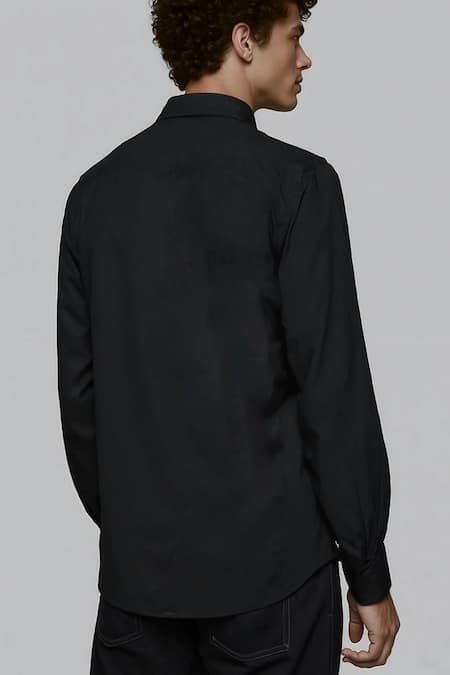 Hespoke Black Printed Casual Shirt 