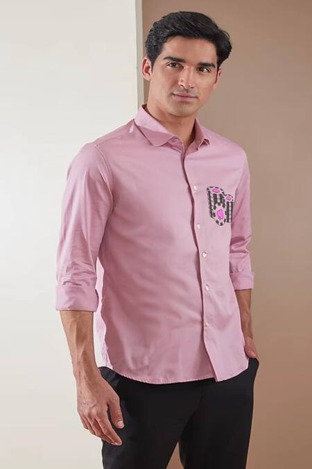 Buy_Hespoke_Pink Cotton Conversational Printed Casual Shirt _Online_at_Aza_Fashions