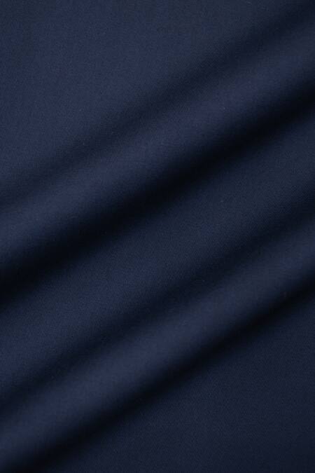 Hespoke_Navy Cotton Embroidery Abstract Casual Shirt _at_Aza_Fashions