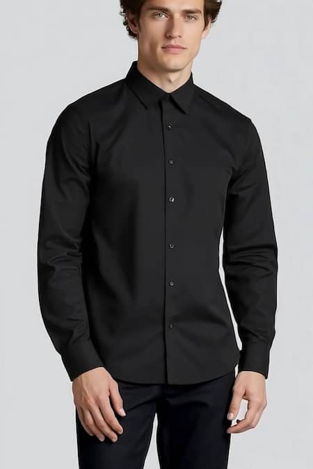 Shop_Hespoke_Black Cotton Conversational Printed Casual Shirt _Online_at_Aza_Fashions