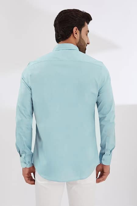 Hespoke Geometric Embroidered Casual Shirt 