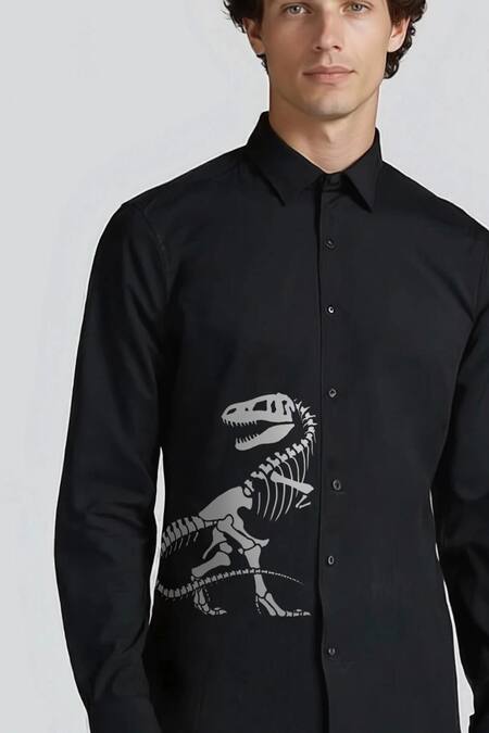 Hespoke Black Cotton Printed Casual Shirt Online at Aza Fashions Hespoke_Black Cotton Printed Casual Shirt _Online_at_Aza_Fashions