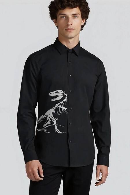 Buy Hespoke Black Cotton Printed Casual Shirt Online at Aza Fashions Buy_Hespoke_Black Cotton Printed Casual Shirt _Online_at_Aza_Fashions
