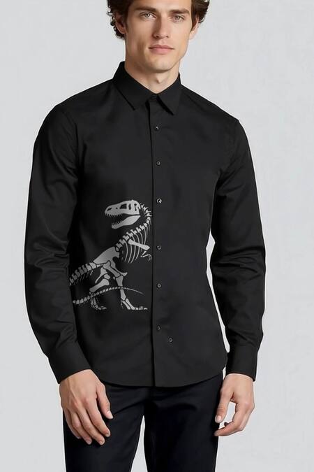 Shop Hespoke Black Cotton Printed Casual Shirt Online at Aza Fashions Shop_Hespoke_Black Cotton Printed Casual Shirt _Online_at_Aza_Fashions