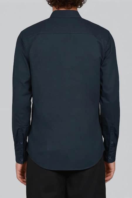 Hespoke Navy Floral Printed Casual Shirt 