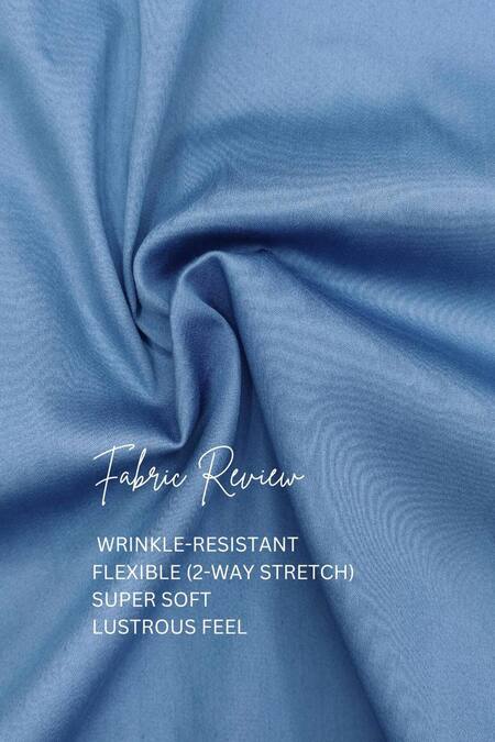 Buy_Hespoke_Blue Cotton, Lycra Embroidery Geometric Casual Shirt _Online_at_Aza_Fashions