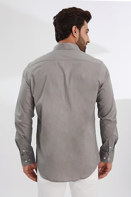 Hespoke Geometric Embroidered Casual Shirt 