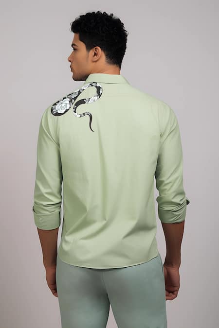 Hespoke Green Printed Casual Shirt 