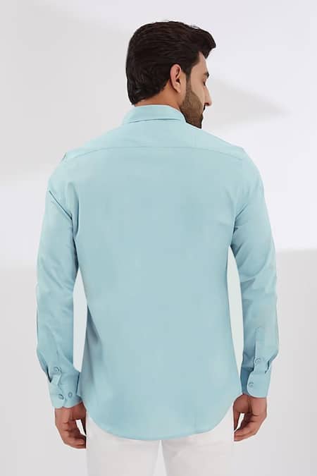 Hespoke Geometric Embroidered Casual Shirt 