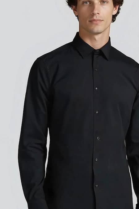 Hespoke_Black Cotton Conversational Printed Casual Shirt _Online_at_Aza_Fashions