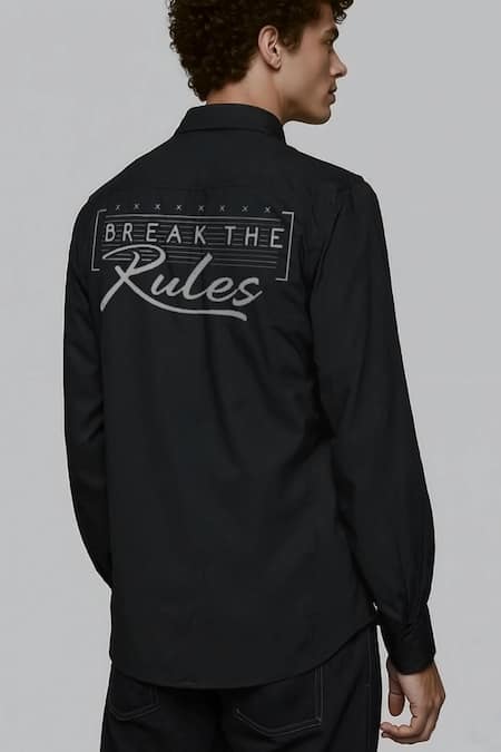 Hespoke Black Conversational Printed Casual Shirt 